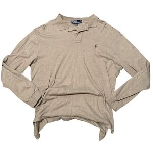 Polo Ralph Lauren Long Sleeve‎ Polo Shirt Beige Mens Size XL